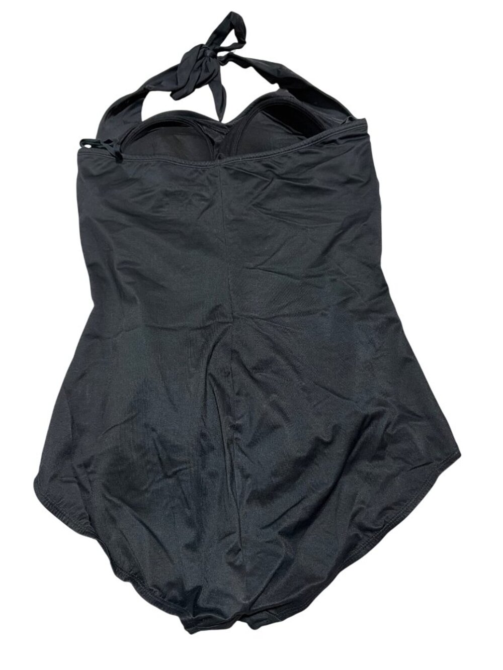 Ruby Ribbon Riviera Black Ruched Halter One-Piece Swimsuit Size 12 - Picture 3 of 4